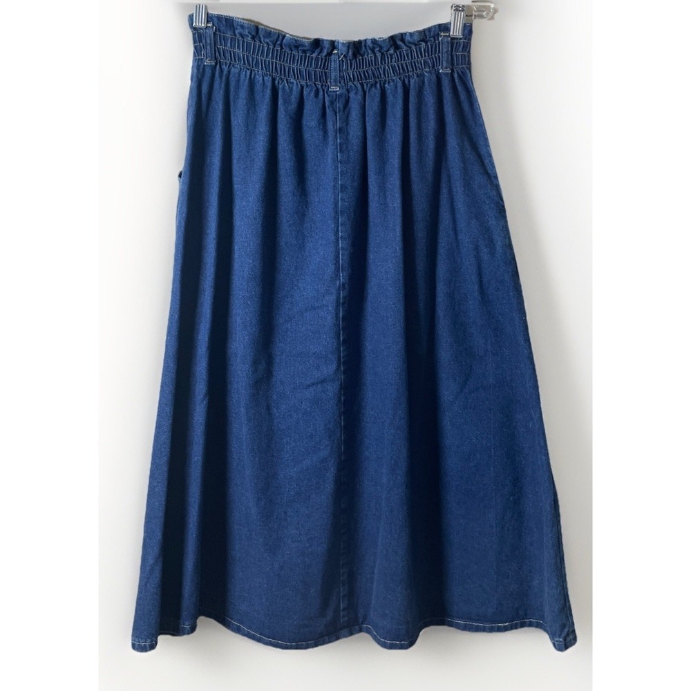 VTG American Profile Dungarees Denim Blue Jean Midi  Button Skirt Womens Size 12 - Picture 3 of 7